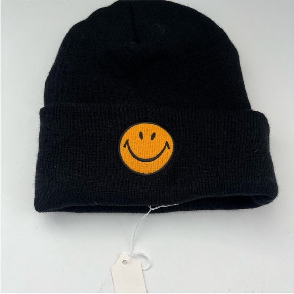 Aviator Nation Smiley Face Beanie Black NEW - Picture 3 of 3